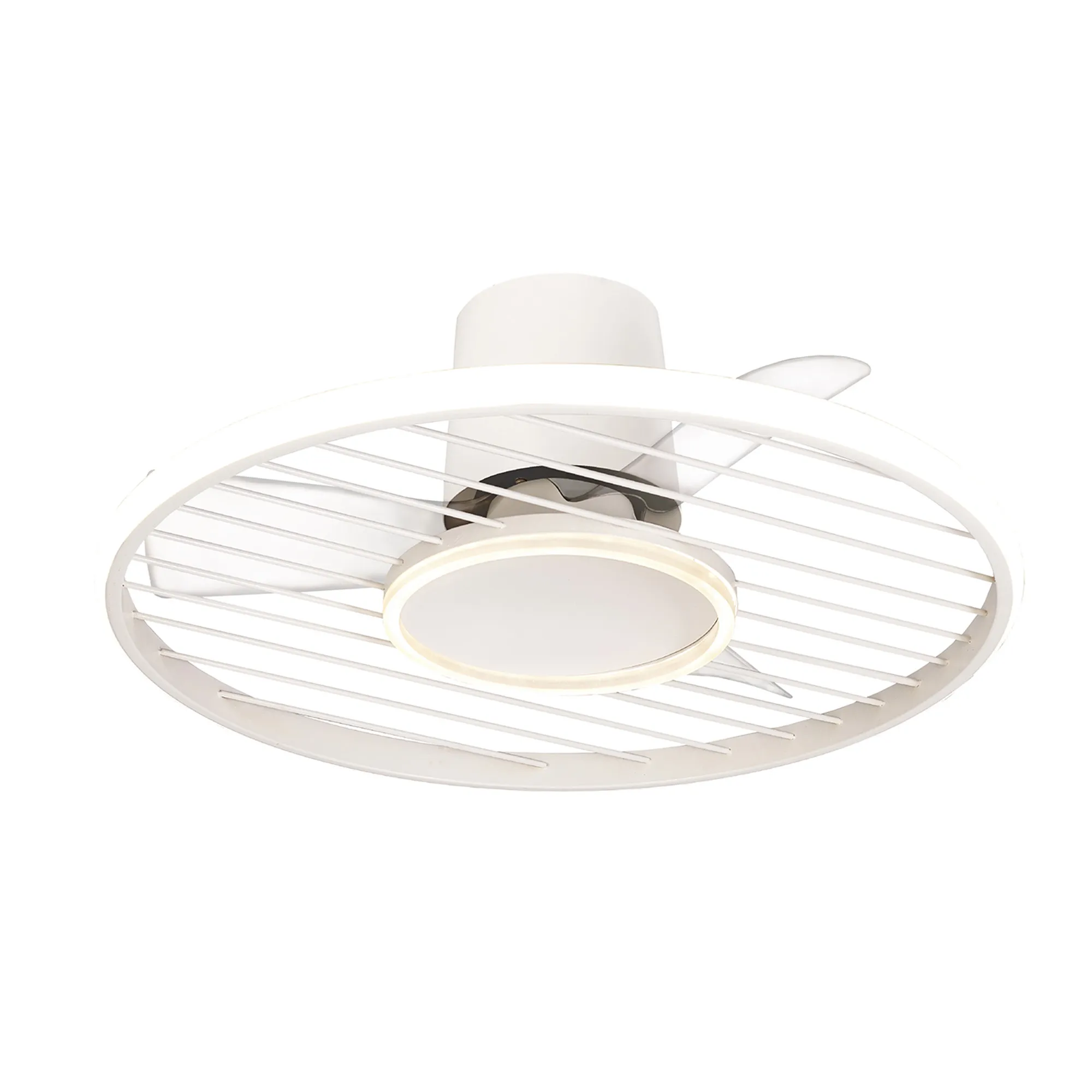 M8720  Soho 45W LED Dimmable Ceiling Light With Built-In 30W DC Fan; 2700-5000K Remote & APP Control; White
